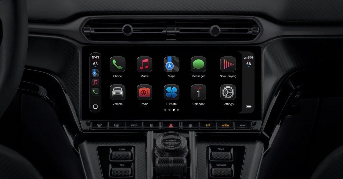 Apple CarPlay screen displayed on a car dashboard